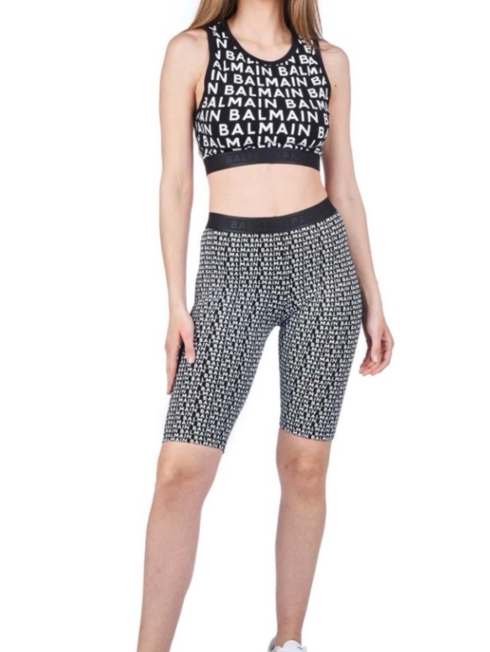 Balmain Black & White Logo Bike Shorts EU40 M